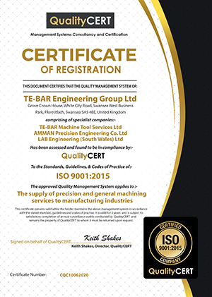 TE-BAR ISO 9001 Certificate